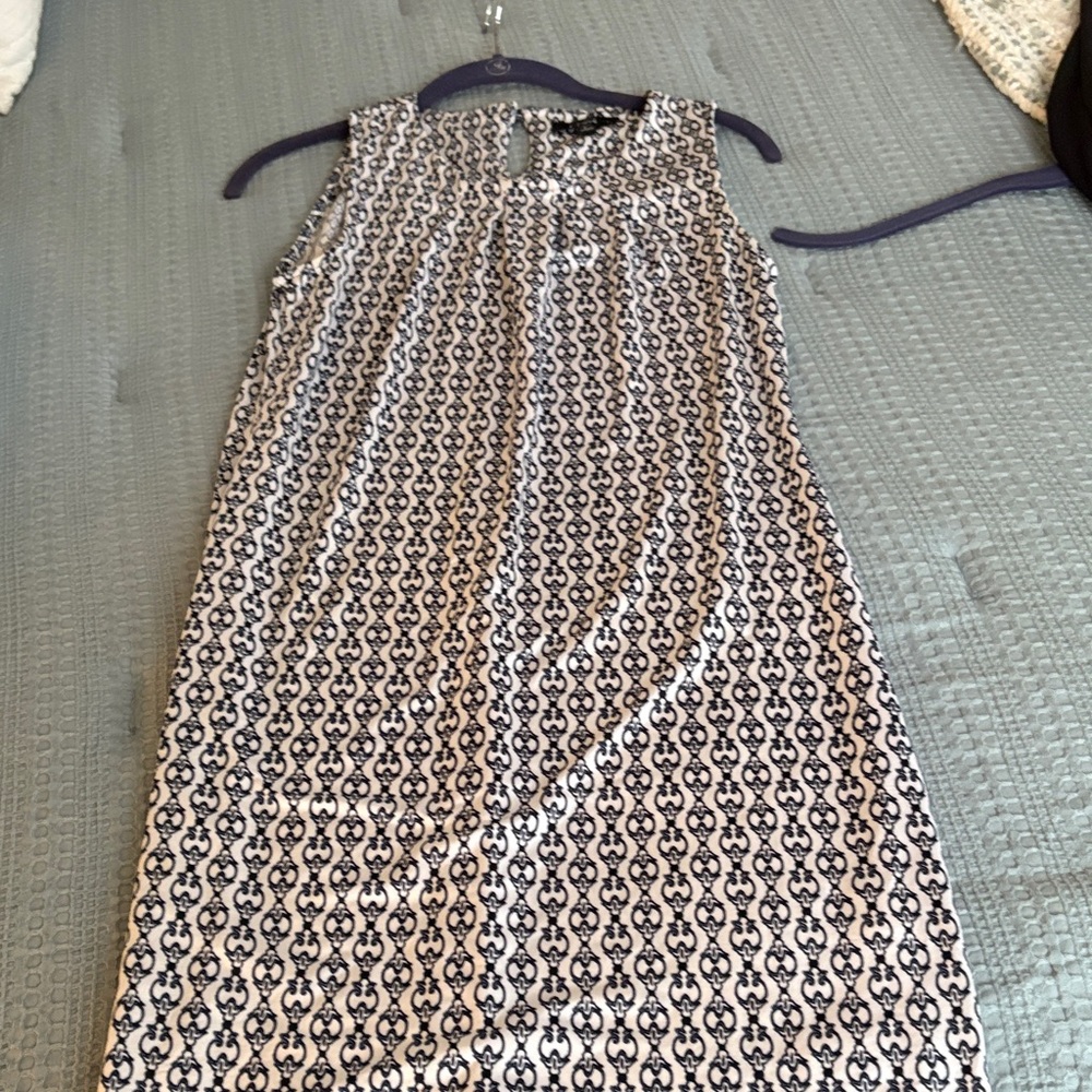 Navy and White Patterned Dress